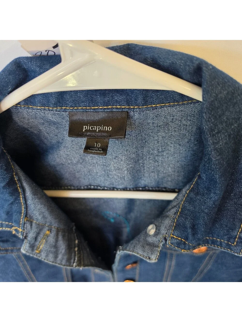 #0301 Picapino Girl's Denim Jacket with Colorful Butterfly Design, Size 10